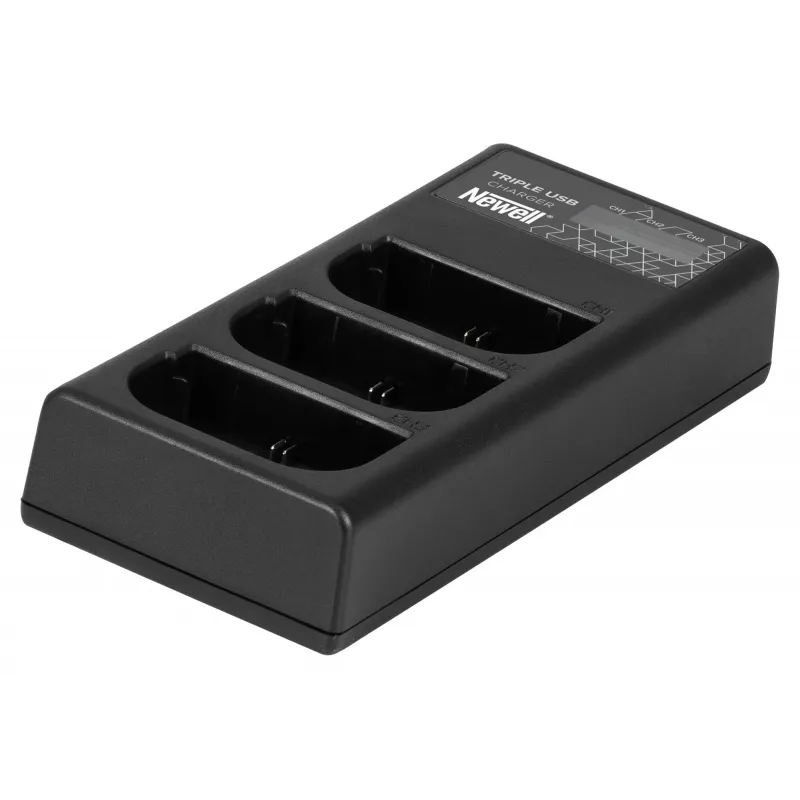 Cargador de triple canal Newell CD-USB-C para baterías Canon LP-E6