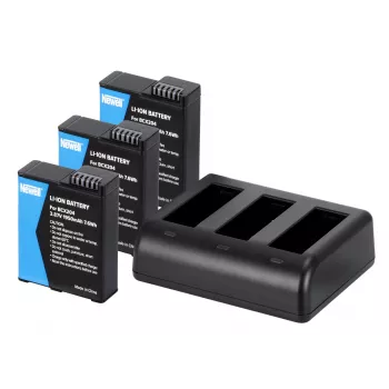 Cargador de triple canal Newell SDC-USB-C y 3 baterías BCX-204 para DJI Osmo Action