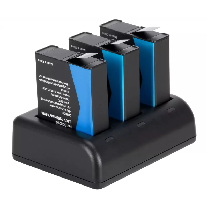 Cargador de triple canal Newell SDC-USB-C y 3 baterías BCX-204 para DJI Osmo Action