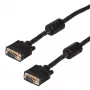 Akyga AK-AV-09 cable VGA D-Sub 15 pines, conector macho a conector macho, 2 núcleos de ferrita, 15 m, negro