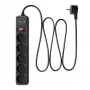 Akyga AK-SP-05U regleta con protección contra sobretensiones, 5x CEE 7/5 (tipo E), 2x USB-A, 1,8 m, negra