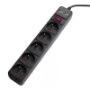 Akyga AK-SP-05U regleta con protección contra sobretensiones, 5x CEE 7/5 (tipo E), 2x USB-A, 1,8 m, negra