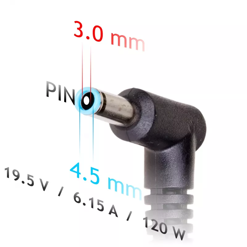 Akyga AK-ND-45 fuente de alimentación para portátil HP, 120 W, 19,5 V / 6,15 A, 4,5 x 3,0 mm con pin