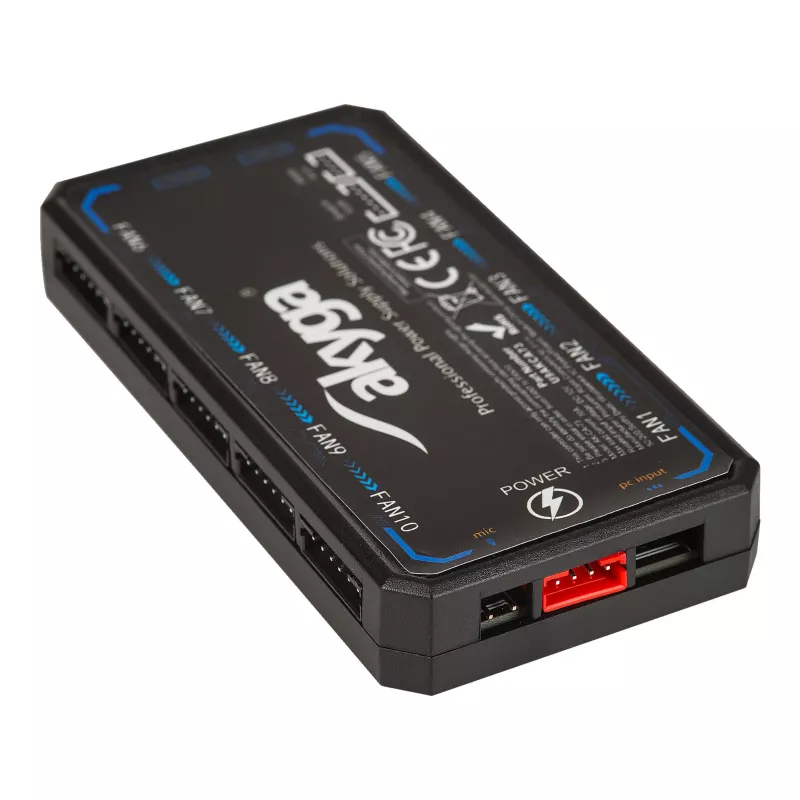 Akyga AK-CA-73 controlador de ventiladores RGB con mando a distancia, 12 conexiones (10 ventiladores + 2 tiras LED), alimentación Molex