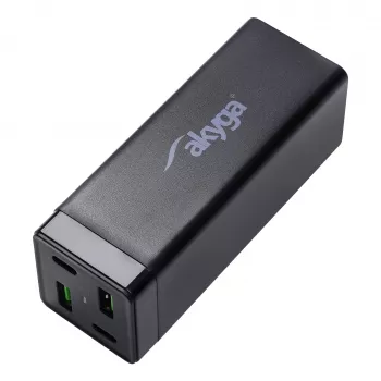 Akyga Charge Brick AK-CH-17 Cargador USB 65 W, 2 x USB-C PD + 2 x USB-A QC 4+, negro