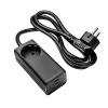 Akyga AK-CH-21 Cargador USB GaN 65 W, 2 x USB-C + USB-A, con regleta, 1,5 m, negro