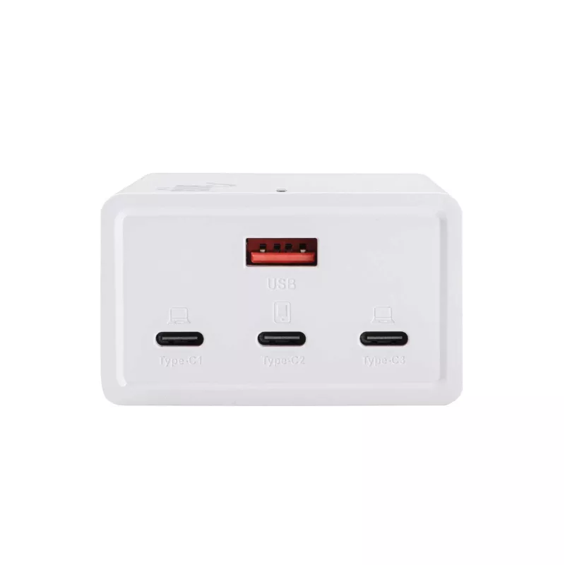 Akyga AK-CH-25 Cargador USB de sobremesa GaN 140 W, 3 x USB-C PD + USB-A, blanco