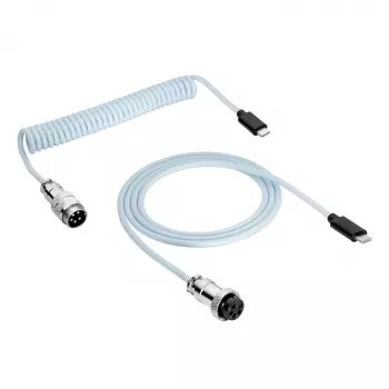 Akyga AK-USB-49 Cable espiral Aviator USB-C a USB-C con conector GX16, USB 2.0, 3 m, blanco
