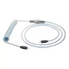 Akyga AK-USB-49 Cable espiral Aviator USB-C a USB-C con conector GX16, USB 2.0, 3 m, blanco