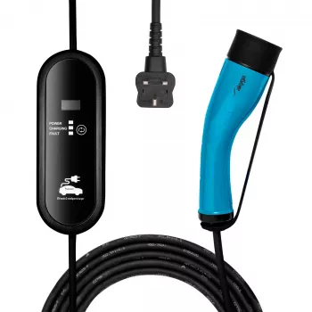 Akyga AK-EC-20 Cargador EV móvil, Type 2, conector UK (BS 1363), monofásico, 13 A, 3 kW, LCD, 5 m