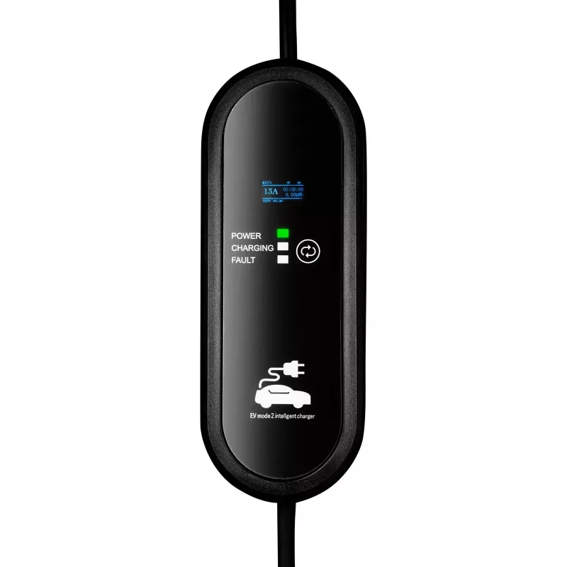 Akyga AK-EC-20 Cargador EV móvil, Type 2, conector UK (BS 1363), monofásico, 13 A, 3 kW, LCD, 5 m