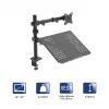 Akyga AK-MB-04 Soporte de sobremesa para monitor con bandeja para portátil, 15-32 inch, 2x 10 kg, VESA 75x75 / 100x100, negro