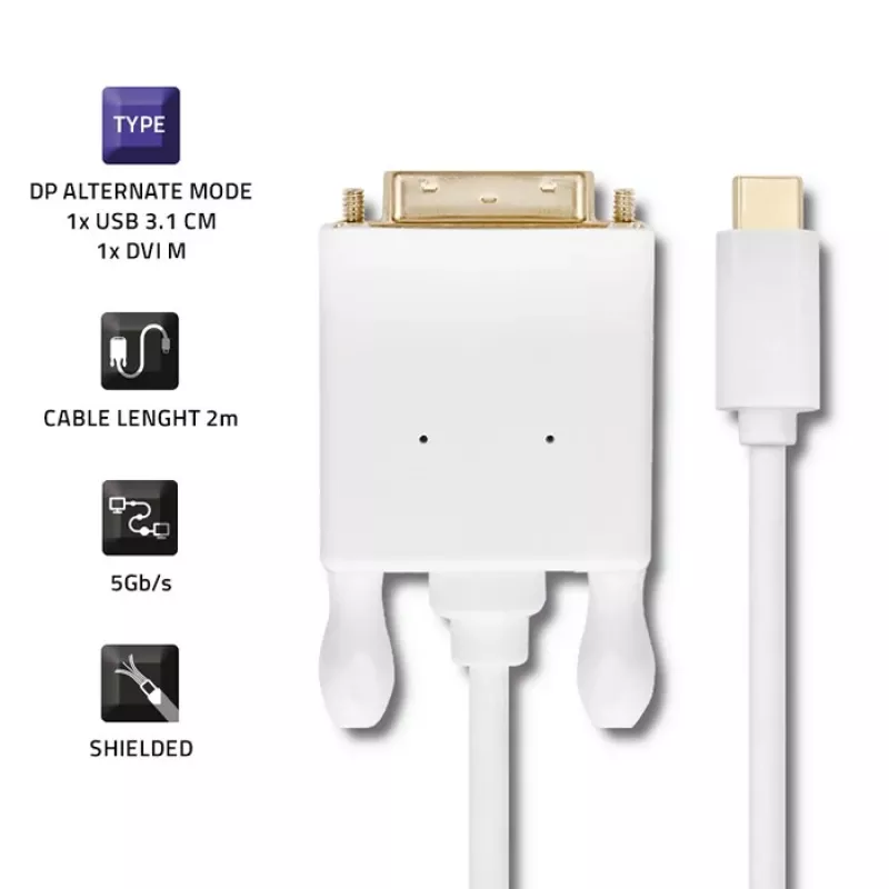 Qoltec Cable Adaptador USB 3.1 Type-C Macho a DVI-D Macho 2m 4K