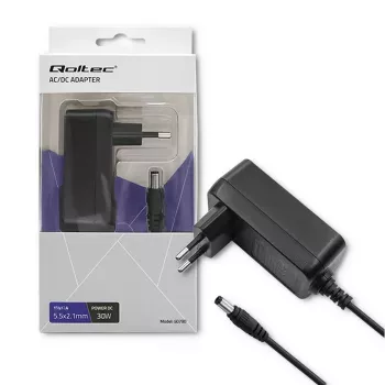 Qoltec Fuente de Alimentación con Enchufe 30W 15V 2A 5,5x2,1mm Negro
