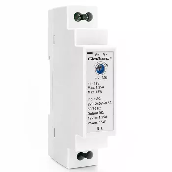 QOLTEC Fuente de Alimentación para Carril DIN 15W 12V 1.25A Gris