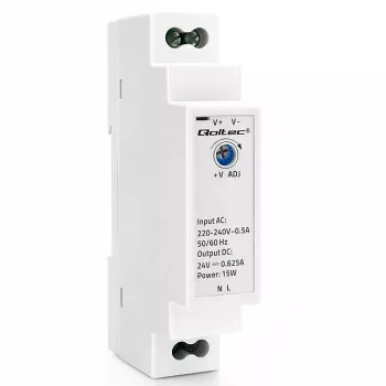 Qoltec Fuente de Alimentación para Carril DIN 15W 24V 0.625A Gris