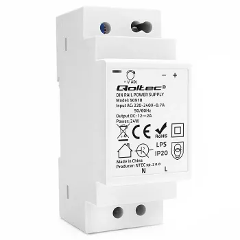 Qoltec Fuente de Alimentación para Carril DIN 24W 12V 2A Gris