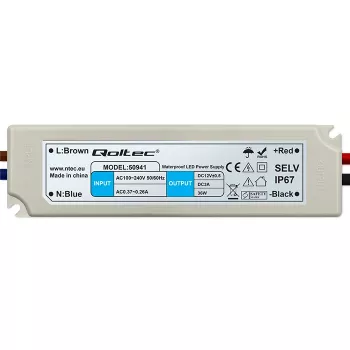 Qoltec Fuente de alimentación conmutada LED 36W 12V 3A IP67 estanca