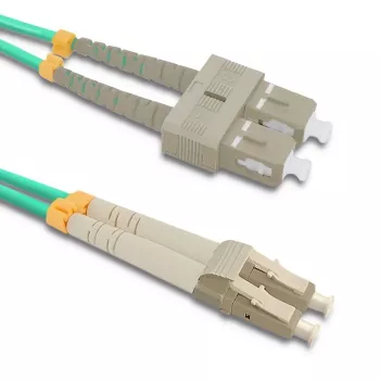 Qoltec Cable de conexión de fibra óptica LC/UPC - SC/UPC multimodo OM4 dúplex 5m
