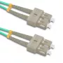 Qoltec Cable de conexión de fibra óptica SC/UPC a SC/UPC dúplex multimodo OM4, 5m, aguamarina