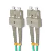 Qoltec Cable de conexión de fibra óptica SC/UPC a SC/UPC dúplex multimodo OM4, 5m, aguamarina
