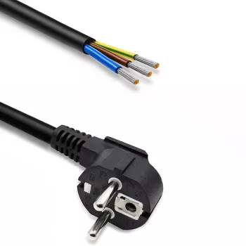 Cable de alimentación Qoltec en ángulo SCHUKO CEE 7/7 (E/F) cobre pelado estañado 3x1,50 mm² 5m negro