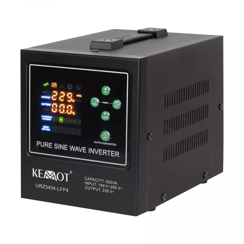 KEMOT PROsinus-500-LFP4 SAI inversor de onda senoidal pura con función de carga 12V 230V 500VA/300W