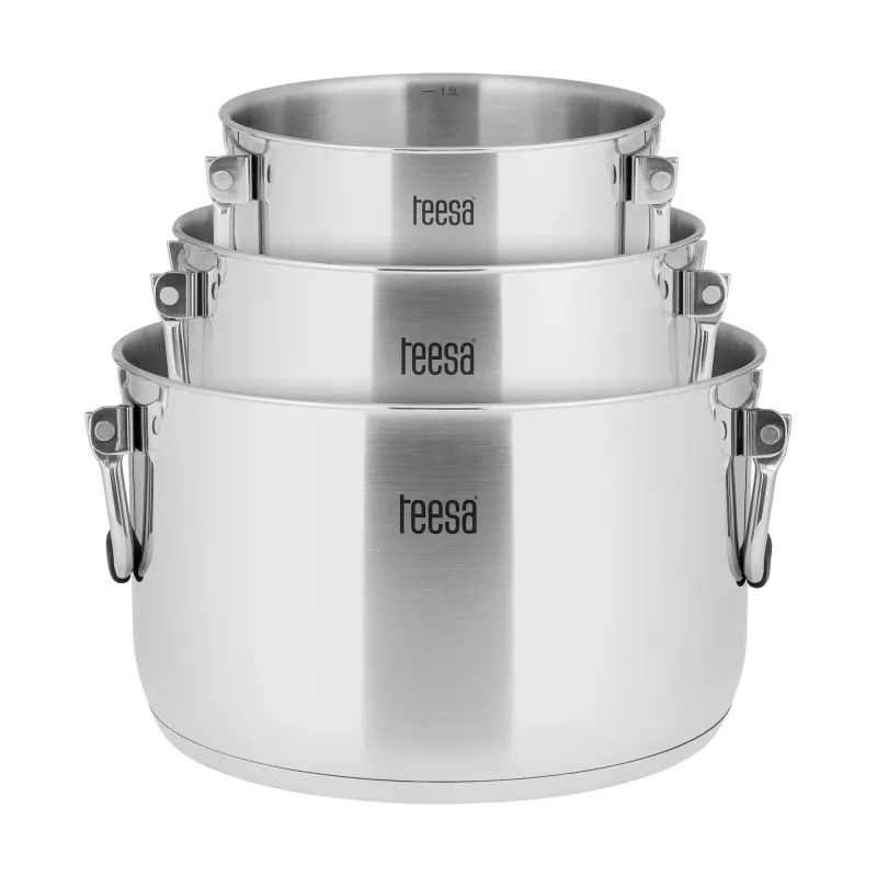 TEESA COOK PRIME juego de 6 ollas, acero inoxidable, apto para inducción
