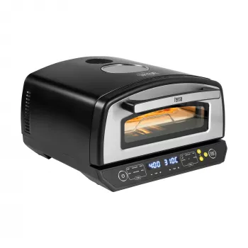 TEESA horno de pizza SUPREME ELITE 2200 W, 450°C, doble calefacción, ventana, LED, 33 cm, múltiples programas de horneado
