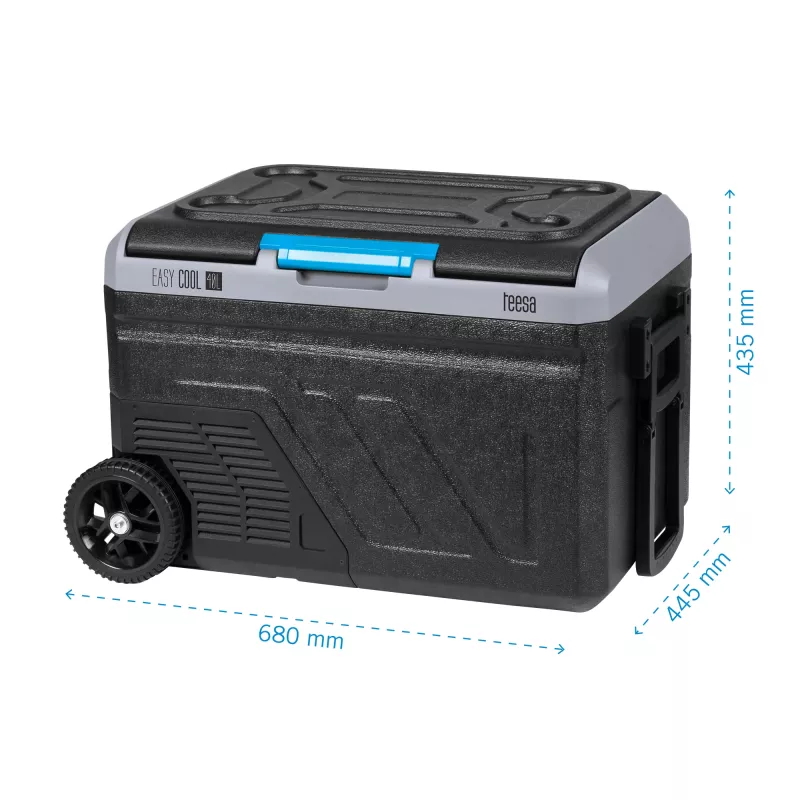 TEESA TSA6002 nevera/congelador profesional con compresor 40L, DC12/24V AC230V, compatible con batería, ruedas grandes, asa resistente, Bluetooth