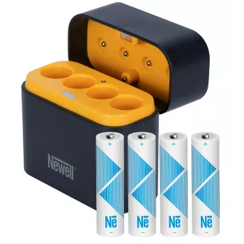 Newell cargador de baterías Li-Ion de 4 canales + 4 pilas AA 2200 mAh Li-Ion