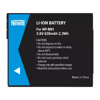 Newell batería de repuesto NP-BN1 para cámaras Sony, 630mAh, 3,7V, Li-Ion, negra