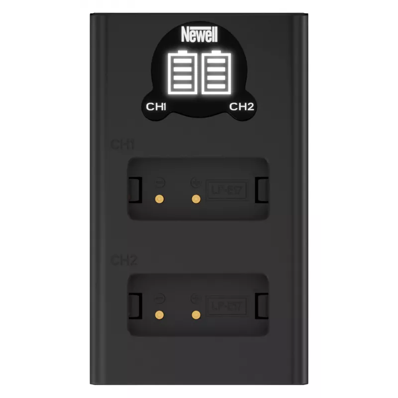 Cargador USB-C de doble canal Newell DL-USB-C para baterías Canon LP-E17