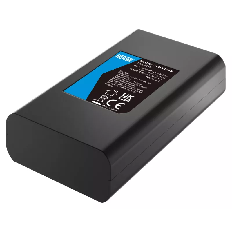 Cargador USB-C de doble canal Newell DL-USB-C para baterías Canon LP-E10