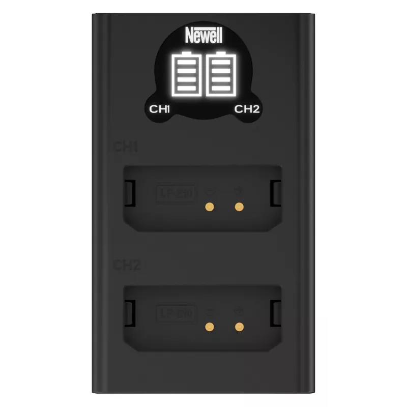 Cargador USB-C de doble canal Newell DL-USB-C para baterías Canon LP-E10