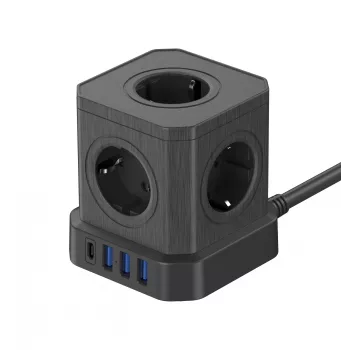 Regleta de enchufes Newell GaN Power Cube 9W1 negra