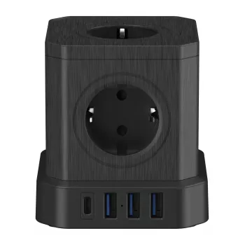 Regleta de enchufes Newell GaN Power Cube 9W1 negra