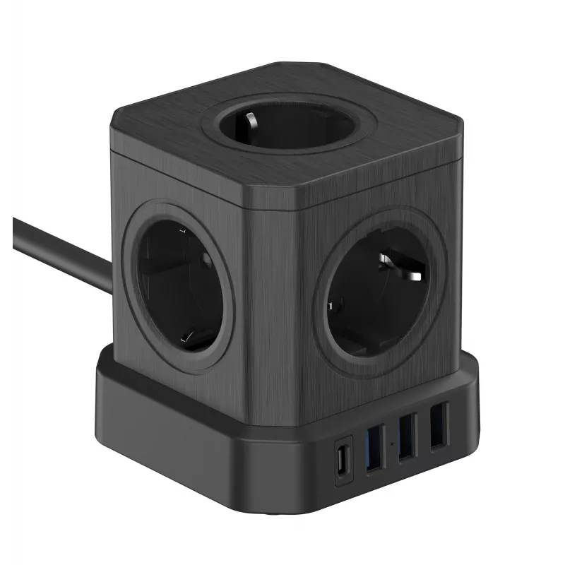 Regleta de enchufes Newell GaN Power Cube 9W1 negra