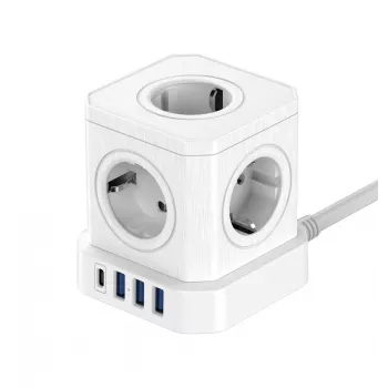 Newell GaN Power Cube 9w1 regleta de enchufes con cargador USB blanco