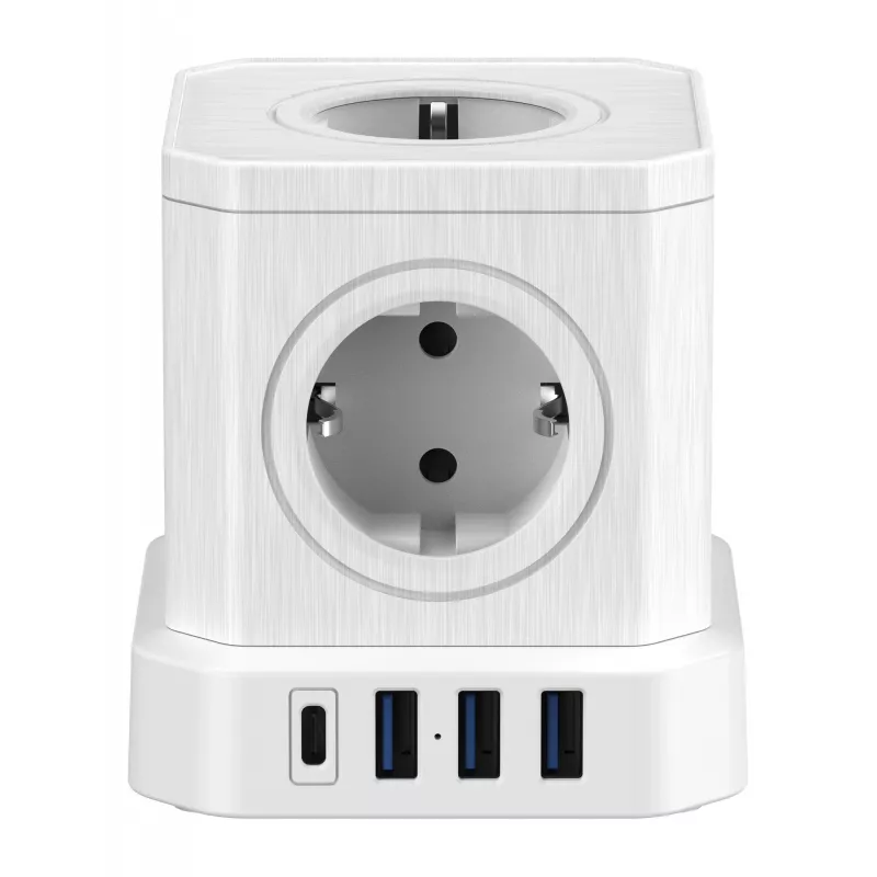 Newell GaN Power Cube 9w1 regleta de enchufes con cargador USB blanco