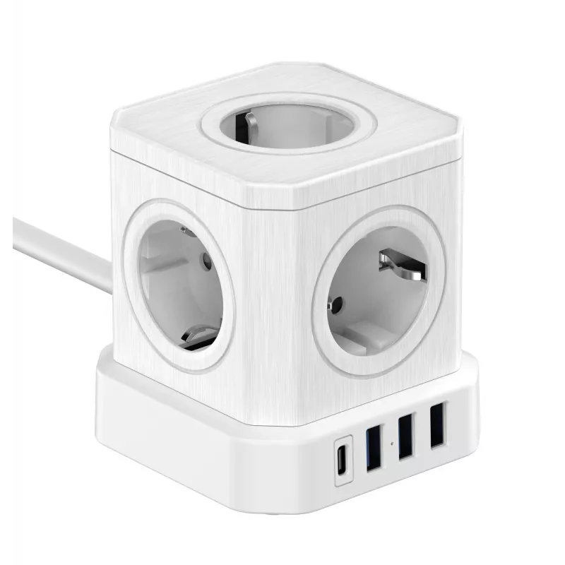 Newell GaN Power Cube 9w1 regleta de enchufes con cargador USB blanco