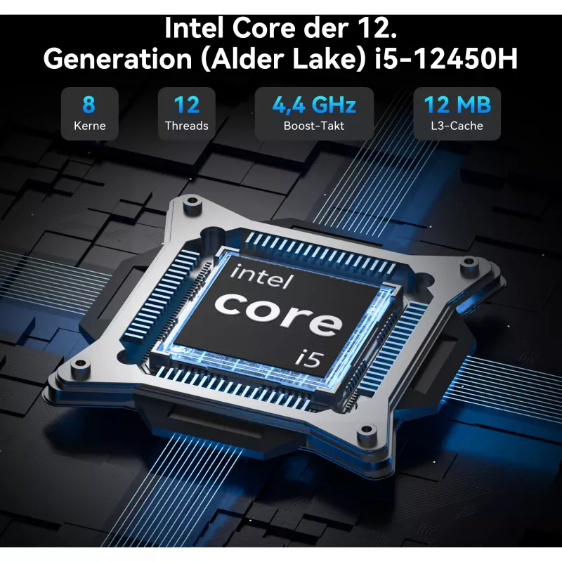 GEEKOM IT12 mini PC, Intel Core i7-1260P, 16GB RAM, 500GB SSD, Windows 11 Pro, azul