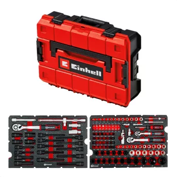 EINHELL-KWB E-Case Maletín de herramientas para automóvil, 121 piezas (negro/rojo, con juego de herramientas para mecánicos aficionados)