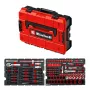 EINHELL-KWB E-Case Maletín de herramientas para automóvil, 121 piezas (negro/rojo, con juego de herramientas para mecánicos aficionados)