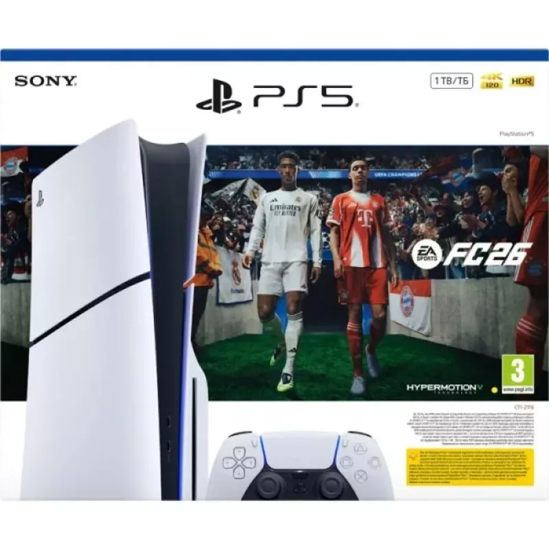 Sony PlayStation 5 Slim Disc Edition 1TB + EA Sports FC 26 Pack - Blanco/Negro (CFI-2116A)