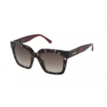 Nina Ricci SNR3185201GQ Gafas de sol para mujer - montura de acetato negra con lentes degradadas grises, 52 mm