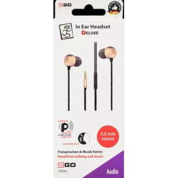 2GO 795962 auricular in-ear con cable y micrófono – dorado