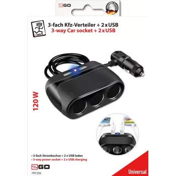 2GO 797256 Cargador de coche para dispositivos móviles, negro