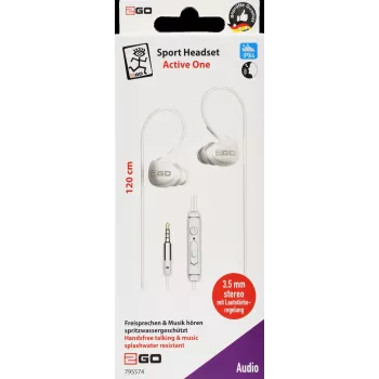 2GO Active 1 Auriculares in-ear con cable y micrófono para llamadas/música - blanco