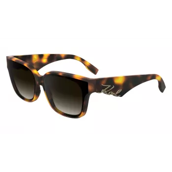 KARL LAGERFELD KL6161S-240 Gafas de sol mujer, forma cuadrada oversize, Havana marrón con lentes marrones degradadas, 63/14/140 mm